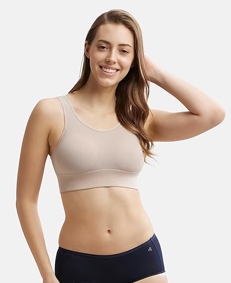 Jockey JW12 Women’s Rayon Lounge Bra – Wirefree Padded Full Coverage with Removable Pads